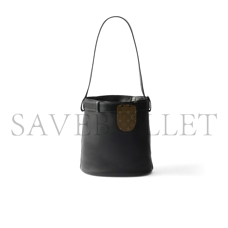 Pra*a buckle leather bucket bag with belt 1be085 (29*26.5*18cm)